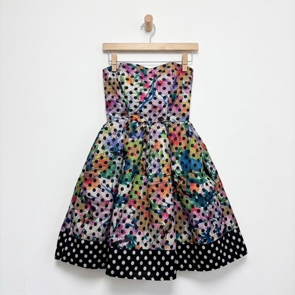 Corey Lynn Calter Dresses & Skirts - Corey Lynn Calter Silk Blend Floral Polka‎ Dot Strapless Dress Size 2 Whimsigoth